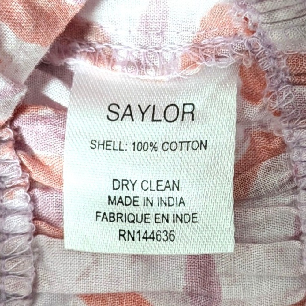 Saylor Pink Floral Crop Top 100% Cotton Ruffle Smocked Siana Set Top Sz S - Picture 8 of 11